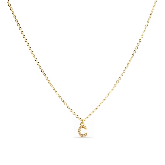 Luxeketting met glanzende zirkonia 18k goud afwerking - Alfabet - Image 1