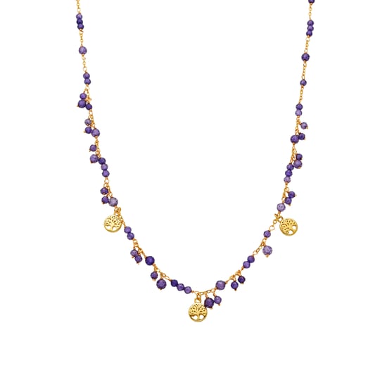 Luxeketting met 18k goudkleurig paars kristal - Totez - Image 1