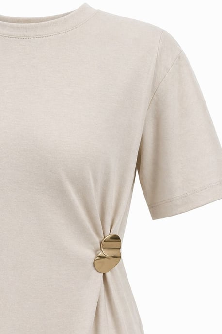 Crewneck Mini T-shirt Jurk met Steenaccessoire - Image 2