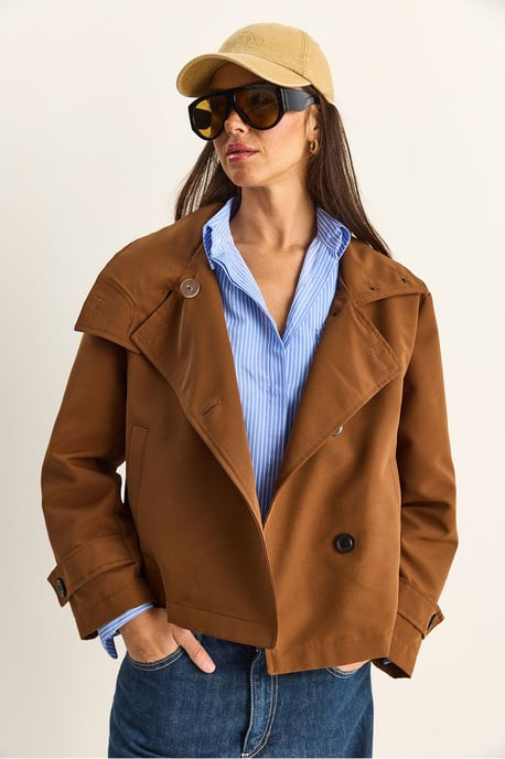 Korte Trenchcoat met Mandarijnkraag - Image 3