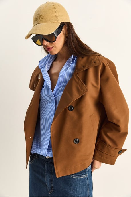 Korte Trenchcoat met Mandarijnkraag - Image 4