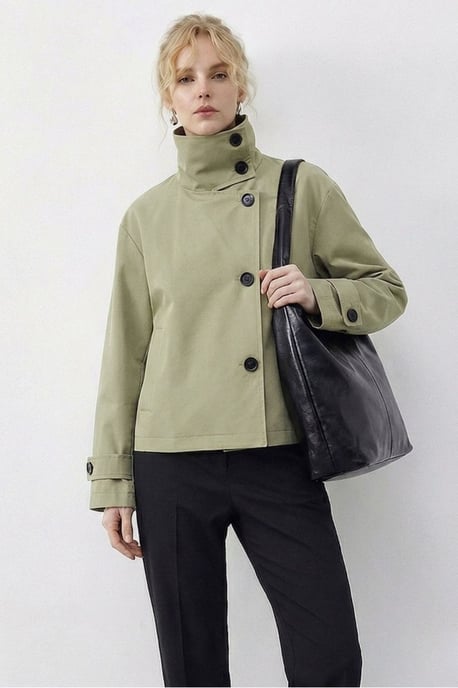 Korte Trenchcoat met Mandarijnkraag - Image 2