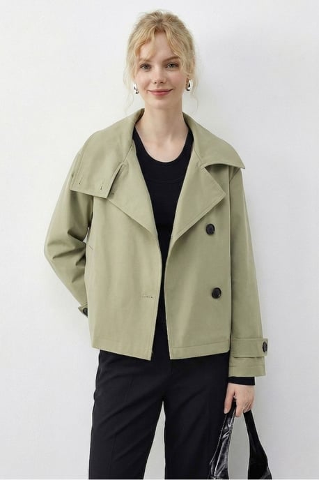 Korte Trenchcoat met Mandarijnkraag - Image 4