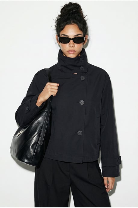 Korte Trenchcoat met Mandarin Kraag - Image 1