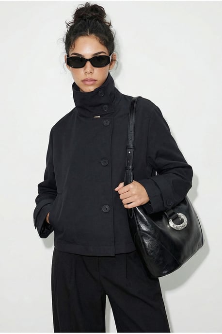 Korte Trenchcoat met Mandarin Kraag - Image 2