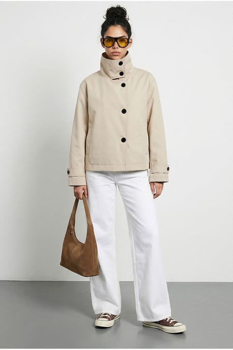 Korte trenchcoat met mandarin halslijn - Image 2