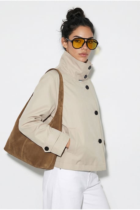 Korte trenchcoat met mandarin halslijn - Image 5