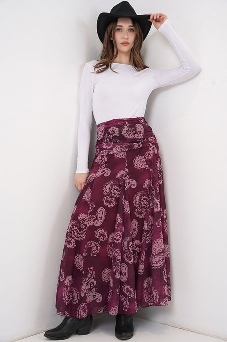 Hoge Taille Paisley Maxi Rok - Image 1
