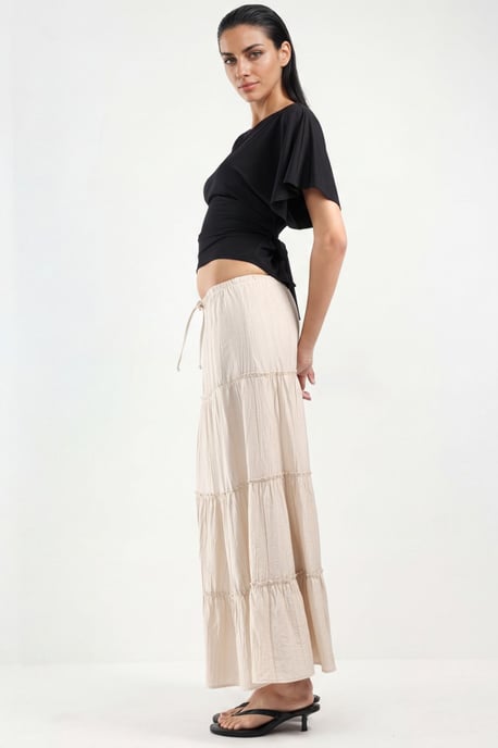 Hooggewaisted Textured A-Line Maxi Rok - Image 2