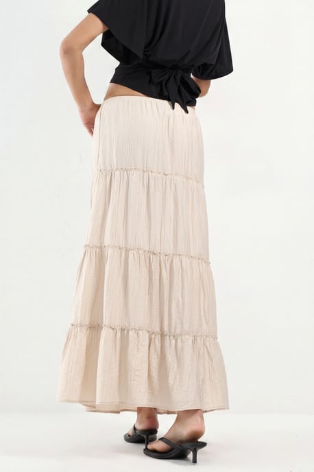 Hooggewaisted Textured A-Line Maxi Rok - Image 3