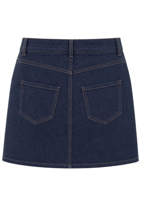 Hoge Taille A-Lijn Denim Minirok met Knopsluiting - Image 3