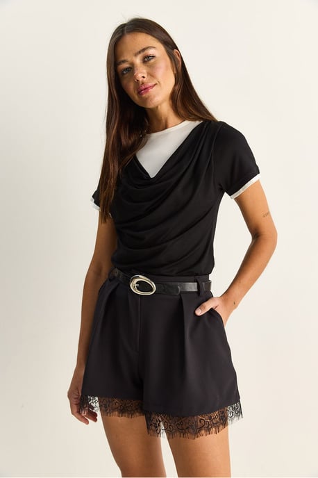 Hoge taille wijde broek met kantdetails - Image 5
