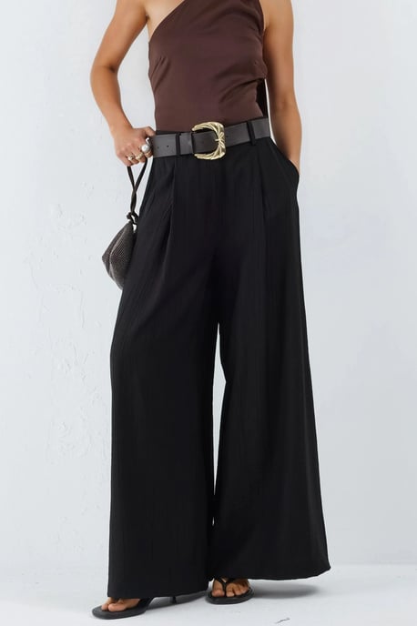 Hoge Taille Wijde Pantalon met Plooien - Image 1