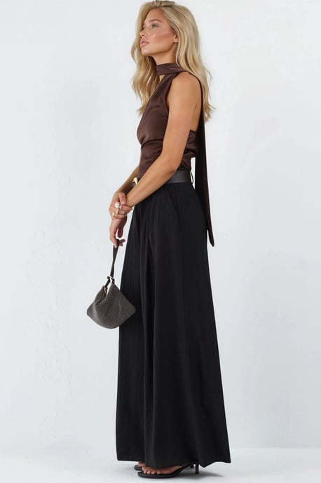 Hoge Taille Wijde Pantalon met Plooien - Image 2