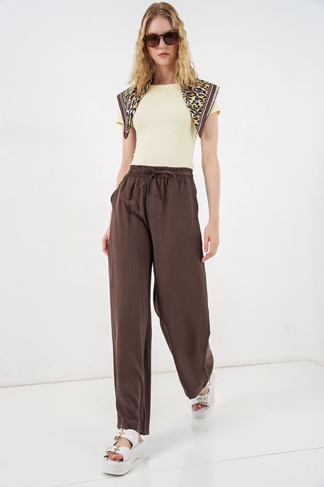 Hoge taille wijde broek met zakken - Image 3