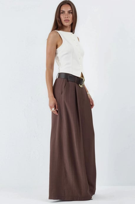 Hoge Taille Wijde Pantalon met Plooien - Image 2