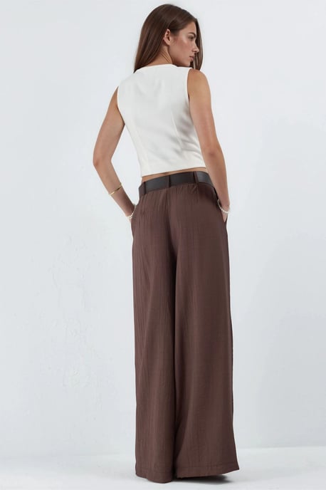 Hoge Taille Wijde Pantalon met Plooien - Image 3