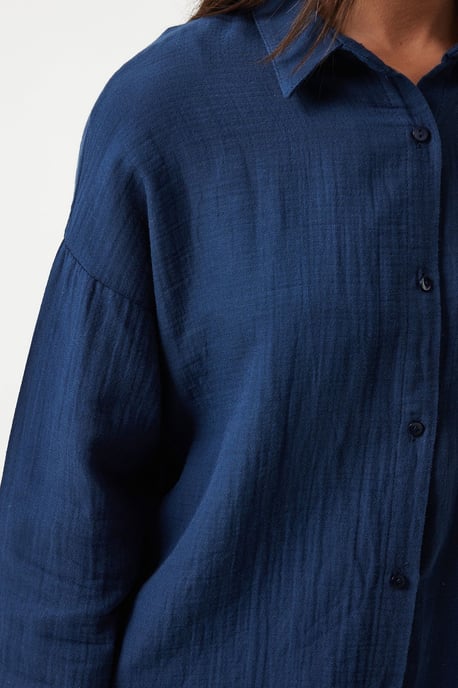 Overgrote Geweven Katoenen Shirt met Zak - Image 4