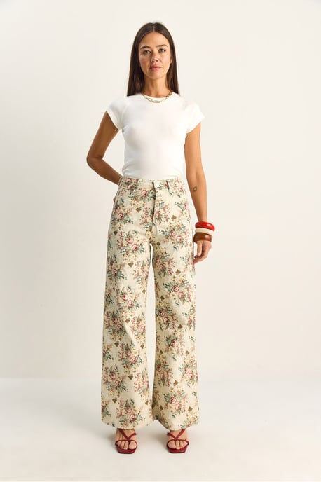 Hoge Taille Paisley Print Rechte Spijkerbroek - Image 2