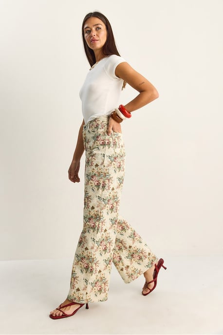 Hoge Taille Paisley Print Rechte Spijkerbroek - Image 6