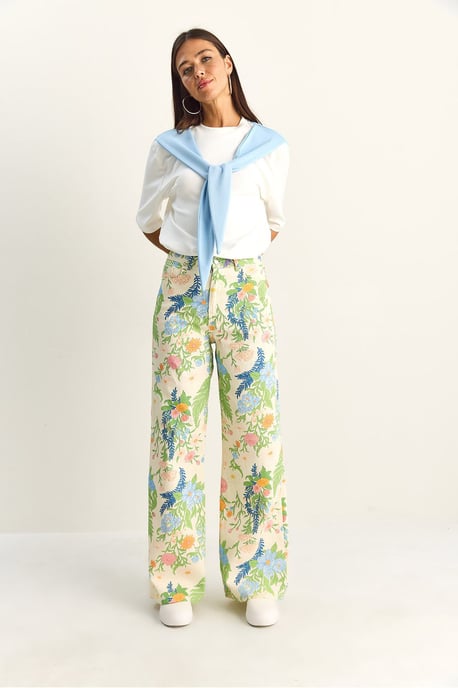 Hoge Taille Paisley Print Rechte Spijkerbroek - Image 4