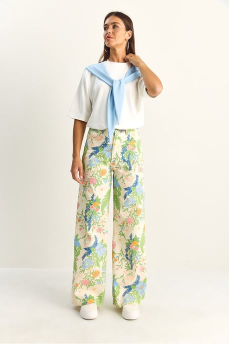 Hoge Taille Paisley Print Rechte Spijkerbroek - Image 5