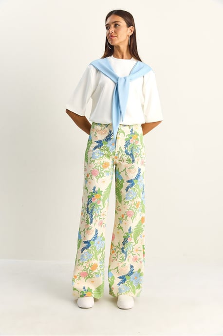 Hoge Taille Paisley Print Rechte Spijkerbroek - Image 6