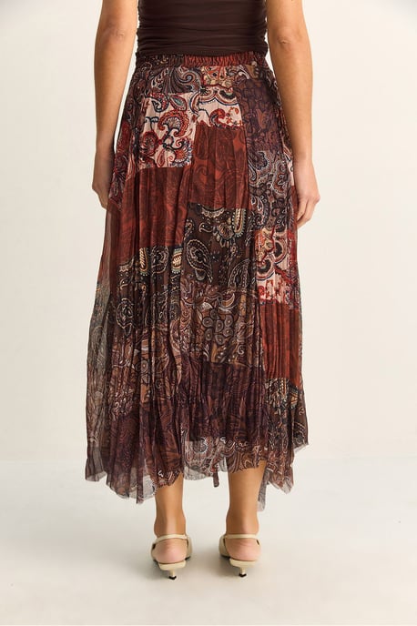 Hoge Taille Paisley Print Midi Rok met Ceintuur - Image 6