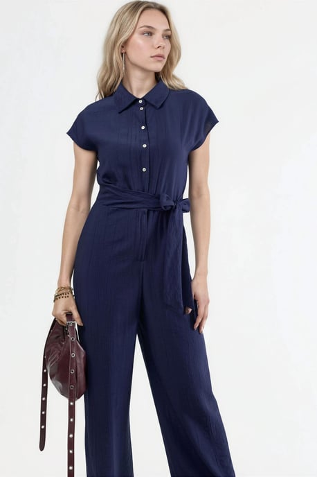 Bredelijne Overhemdkraag Jumpsuit met Knopen - Image 2