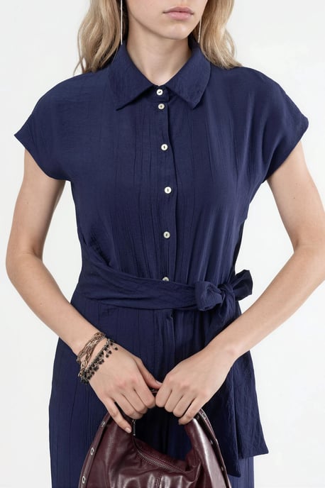Bredelijne Overhemdkraag Jumpsuit met Knopen - Image 5