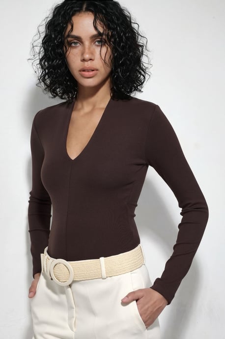 Slim Fit V-hals Lange Mouwen Blouse - Image 2