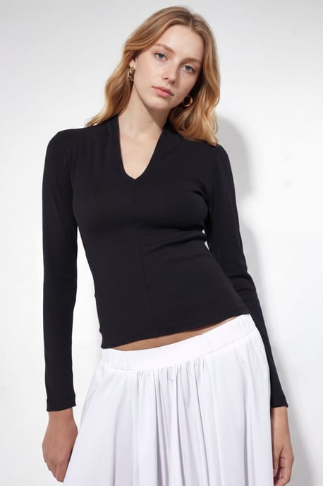 Slim Fit V-hals Lange Mouwen Blouse - Image 4