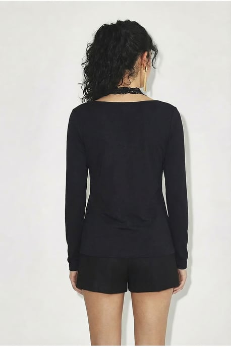 Slim Fit Lange Mouwen Vierkante Hals Blouse - Image 4