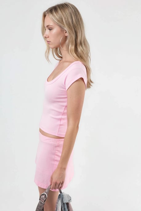 Slim Fit Ribbel U-Hals Blouse - Image 4