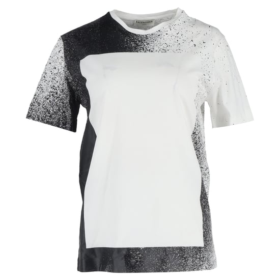 Balenciaga Splash-Effect Crewneck T-Shirt in Zwart en Wit Katoen - Image 1
