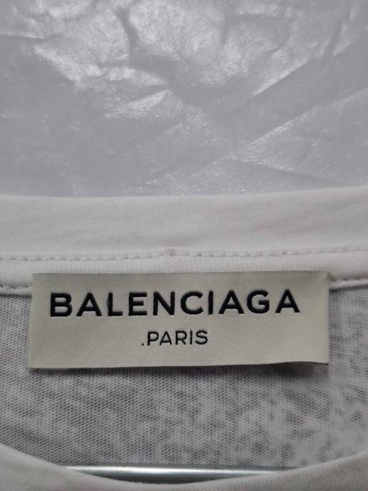 Balenciaga Splash-Effect Crewneck T-Shirt in Zwart en Wit Katoen - Image 6