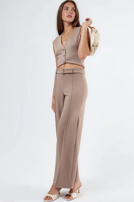 Hoge Taille Rechte Broek met Ceintuur - Image 4