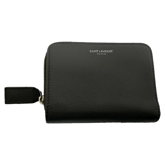 Saint Laurent compacte portemonnee met ritssluiting en korrelmotief (Rive Gauche) in grijs leer. - Image 1