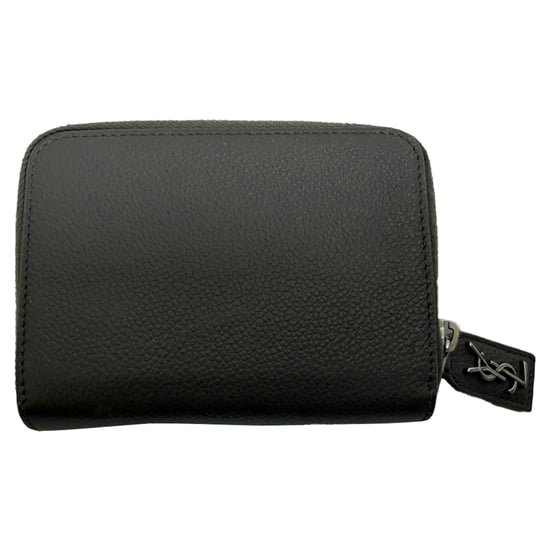 Saint Laurent compacte portemonnee met ritssluiting en korrelmotief (Rive Gauche) in grijs leer. - Image 2