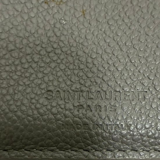 Saint Laurent compacte portemonnee met ritssluiting en korrelmotief (Rive Gauche) in grijs leer. - Image 3