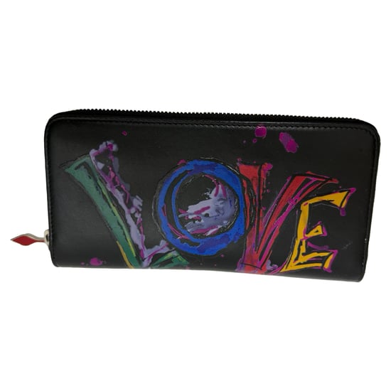 Christian Louboutin Panettone Loubitag portemonnee in zwart leer - Image 1