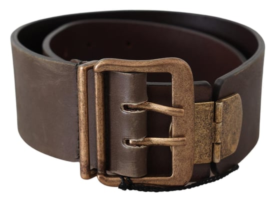 Ermanno Scervino Bruine Leren Brede Bronzen Gesp Tailleband - Image 1