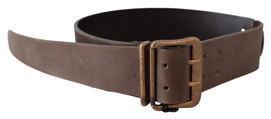 Ermanno Scervino Bruine Leren Brede Bronzen Gesp Tailleband - Image 3