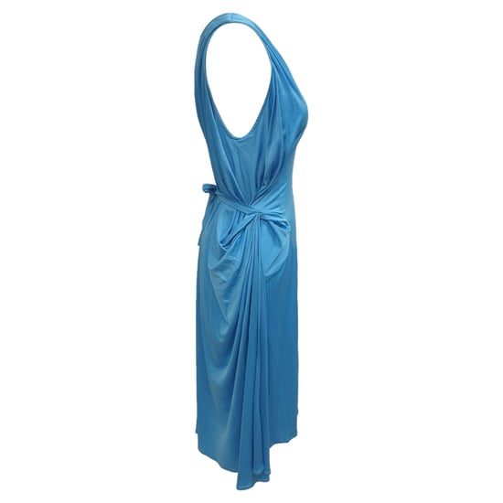 Boutique Moschino V-hals Taille-bind Midi-jurk in Blauw Acetaat - Image 2