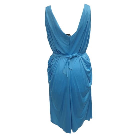 Boutique Moschino V-hals Taille-bind Midi-jurk in Blauw Acetaat - Image 3