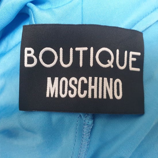 Boutique Moschino V-hals Taille-bind Midi-jurk in Blauw Acetaat - Image 4