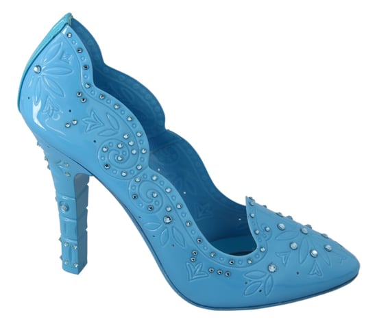 Dolce & Gabbana Blauwe Kristallen Bloem CINDERELLA Hakken Schoenen - Image 1