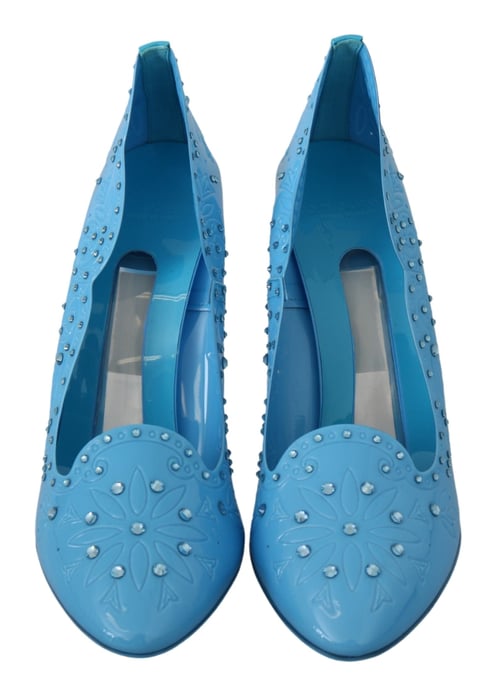 Dolce & Gabbana Blauwe Kristallen Bloem CINDERELLA Hakken Schoenen - Image 4