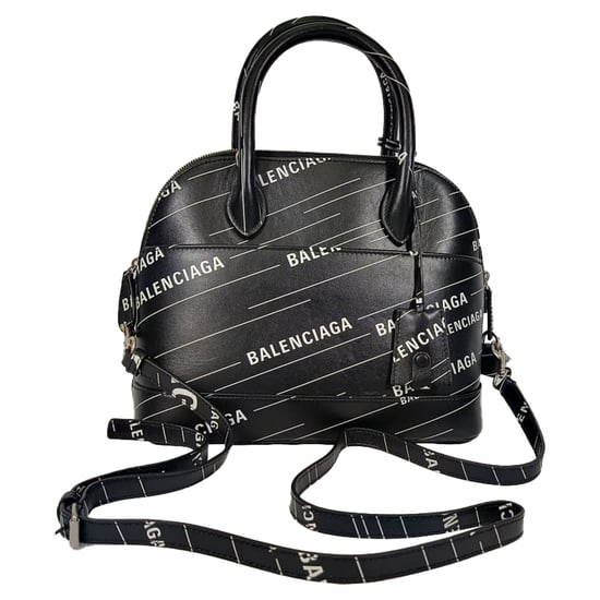 Balenciaga Kleine Logo Ville Geprinte Tas in Zwart Leer - Image 1