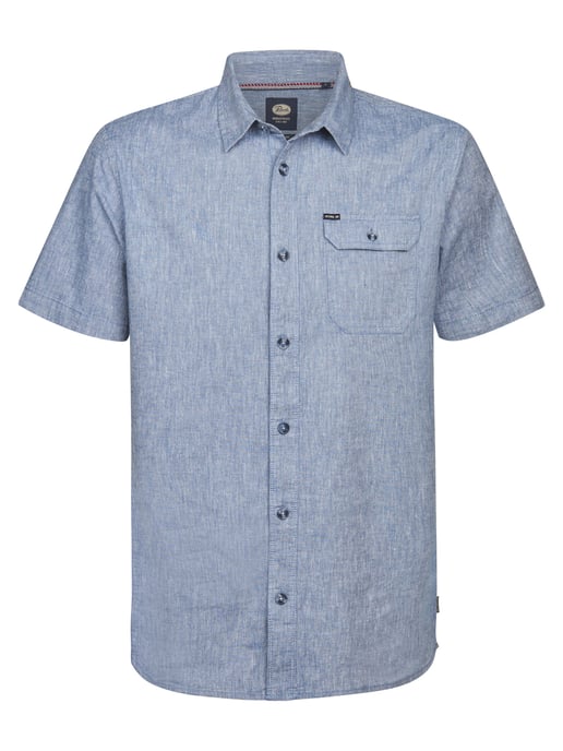 Petrol Industries - Solid Linnenmix Korte Mouwen Shirt Tracker Heren - Licht Indigo - Image 1